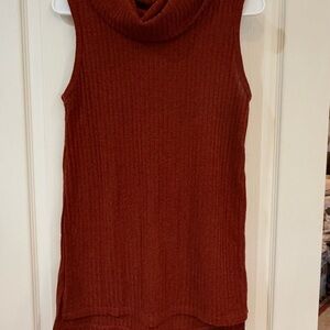 Staccato Sleeveless Cowl Neck Sweater in Rust